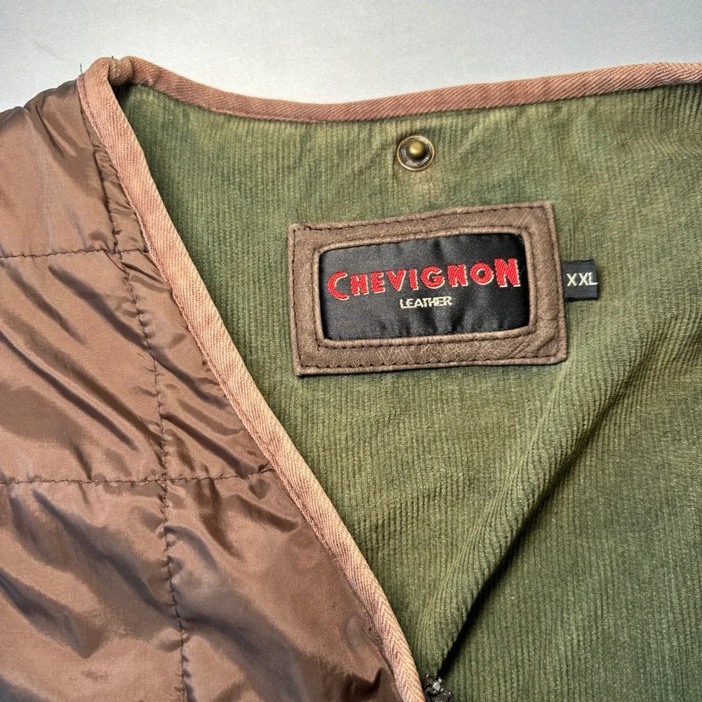 Vintage Chevignon Reversible Quilted Vest XXL Corduroy Hunting 90s‎ Gorpcore
